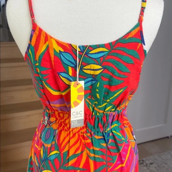 C&C California Tropical Linen Blend Maxi Dress – Size S – NWT - Picture 5 of 7